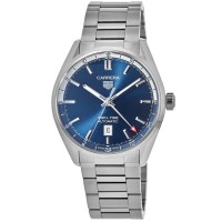 Réplica Tag Heuer Carrera Calibre 7 Twin Time Blue Dial Steel Relógio masculino WBN201A.BA0640