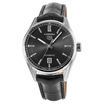 Replica Relógio Tag Heuer Carrera com mostrador preto e pulseira de couro WBN2110.FC6505