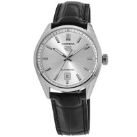 Réplica Tag Heuer Carrera Relógio Masculino com Mostrador Prata Automático com Pulseira de Couro WBN2111.FC6505