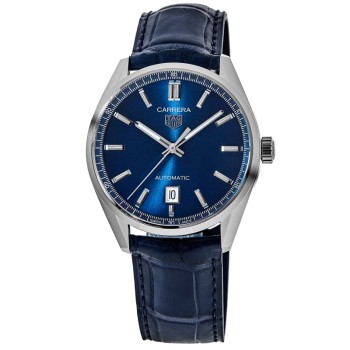 Réplica Tag Heuer Carrera com mostrador azul e pulseira de couro relógio masculino WBN2112.FC6504