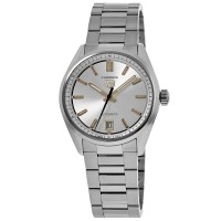 Relógio feminino falso Tag Heuer Carrera automático 36 mm com mostrador prateado em aço WBN2310.BA0001