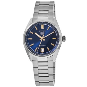 Relógio feminino falso Tag Heuer Carrera automático com mostrador azul em aço WBN2311.BA0001