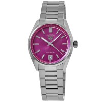 Copiar relógio feminino Tag Heuer Carrera automático 36 mm com mostrador rosa em aço WBN2313.BA0001