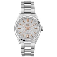 Cópia Tag Heuer Carrera Data Prata Diamante Mostrador Relógio Feminino Em Aço WBN231B.BA0001