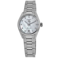 Relógio feminino Tag Heuer Carrera falso automático em madrepérola com mostrador de diamante em aço WBN2412.BA0621