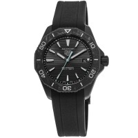 Réplica Tag Heuer Aquaracer Solargraph Relógio Masculino com Pulseira de Borracha de Aço Preto WBP1112.FT6199