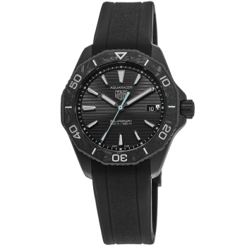 Réplica Tag Heuer Aquaracer Solargraph Relógio Masculino com Pulseira de Borracha de Aço Preto WBP1112.FT6199