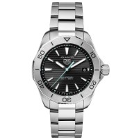 Relógio masculino Tag Heuer Aquaracer Professional 200 Solargraph com mostrador preto em aço falso WBP1114.BA0000