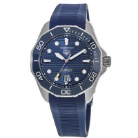 Réplica Tag Heuer Aquaracer 300M Relógio Masculino com Mostrador Azul Automático com Pulseira de Borracha WBP201B.FT6198