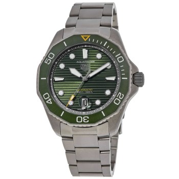 Réplica Tag Heuer Aquaracer 300M Automático Titânio Verde Dial Relógio Masculino WBP208B.BF0631