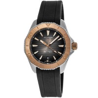 Falso Tag Heuer Aquaracer Professional 200 Mostrador Preto Moldura Dourada Pulseira de Borracha Relógio Masculino WBP2151.FT6199