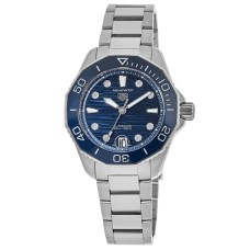 Cópia Tag Heuer Aquaracer Professional 300 Relógio feminino de aço com mostrador de diamante azul WBP231B.BA0618