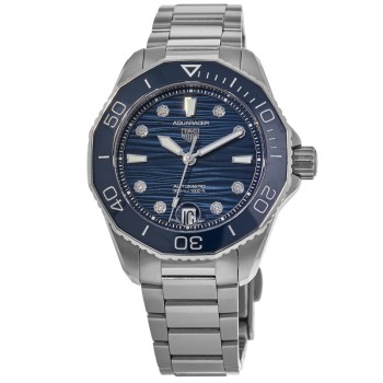 Cópia Tag Heuer Aquaracer Professional 300 Relógio feminino de aço com mostrador de diamante azul WBP231B.BA0618-PO