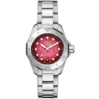 Cópia Tag Heuer Aquaracer Professional 200 Data Smokey Red Diamond Dial Relógio feminino de aço WBP2414.BA0622