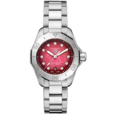 Cópia Tag Heuer Aquaracer Professional 200 Data Smokey Red Diamond Dial Relógio feminino de aço WBP2414.BA0622