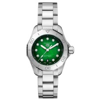 Cópia Tag Heuer Aquaracer Professional 200 Smokey Green Diamond Dial Relógio feminino de aço WBP2415.BA0622