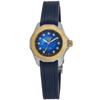 Relógio feminino Tag Heuer Aquaracer Professional 200 com pulseira de borracha com mostrador de diamante azul falso WBP2450.FT6215