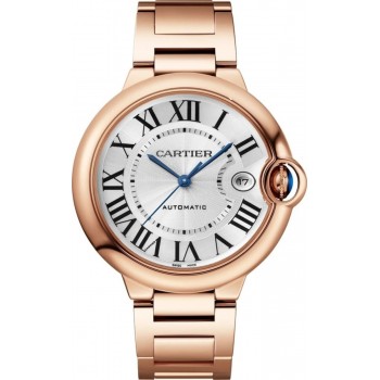 Réplica Cartier Ballon Bleu de Cartier Silver Dial 18K Rose Gold Relógio Masculino WGBB0039