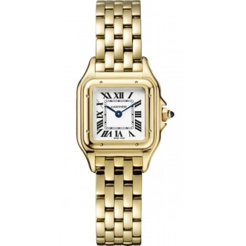 Réplica Cartier Panthere de Cartier pequeno relógio amarelo com mostrador prateado WGPN0038