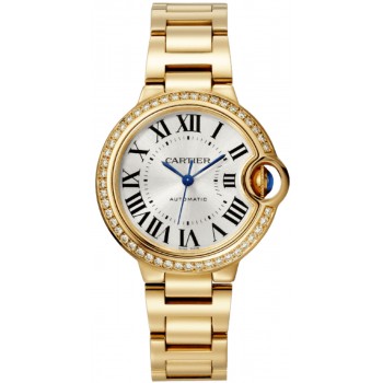 Réplica Cartier Ballon Bleu de Cartier Silver Dial Diamond 18kt Ouro Amarelo Relógio Feminino WJBB0069