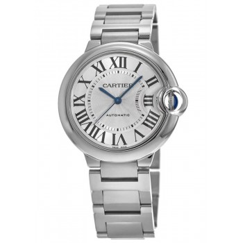 Réplica Cartier Ballon Bleu 36mm Relógio Automático de Aço com Mostrador Prateado WSBB0048