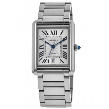 Réplica Cartier Tank Must Extra-Grande Relógio Masculino de Aço com Mostrador Prateado WSTA0053