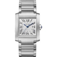 Réplica Cartier Tank Francaise Relógio feminino com mostrador prateado grande WSTA0067