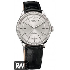 Réplica relogio Rolex Cellini Time 18 quilates em ouro branco Dial 50709RBR