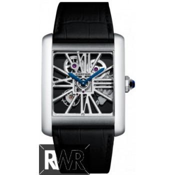 Réplica relogio Cartier Tank Skeleton Dial Palladium W5310026