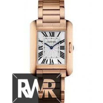 Réplica do relógio Cartier Tank Anglaise Silvered Flinque Dial Ladies