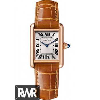 Réplica do relógio Cartier Tank Louis Silvered frisado mostrador feminino mão ferida WGTA0010