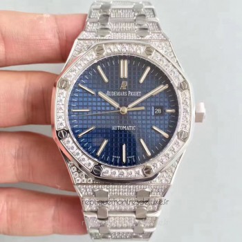 Réplica Audemars Piguet Royal Oak 15400 Aco Inoxidável Diamond Marcador Azul 