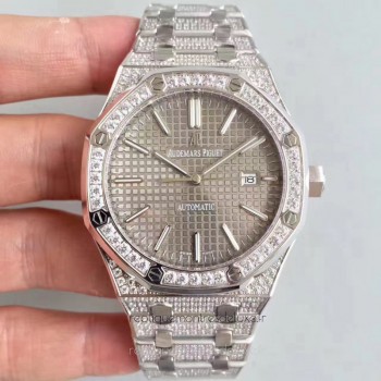 Réplica relogio Audemars Piguet Royal Oak 15400 Aco Inoxidável Diamond Cinzento Dial 