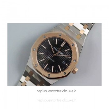 Réplica relogio Audemars Piguet Royal Oak 15400 Aco Inoxidável Ouro Rosa Marcador Preto