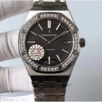 Réplica relogio Audemars Piguet Royal Oak 15400 Aco Inoxidável Diamantes Marcador Preto 