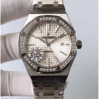 Réplica relogio Audemars Piguet Royal Oak 15400 Aco Inoxidável Diamantes Prata Dial 