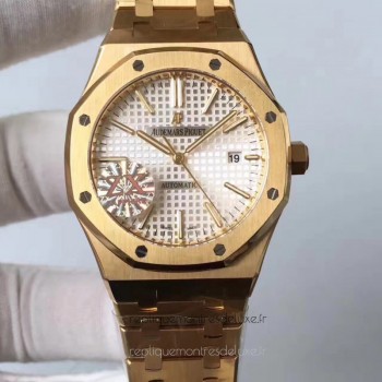 Réplica Audemars Piguet Royal Oak 15400 Ouro Amarelo Prata Dial 