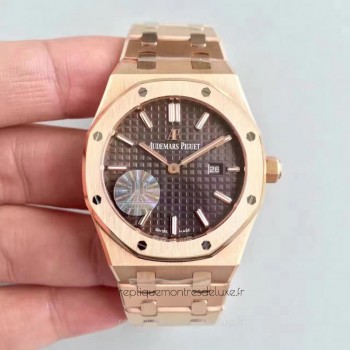 Réplica Audemars Piguet Royal Oak 15450 Ouro Rosa Castanho Dial 