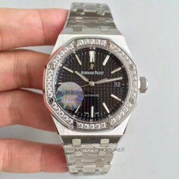 Réplica relogio Audemars Piguet Royal Oak 15450 Aço Inoxidável Diamantes Marcador Preto 