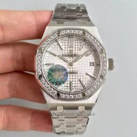 Réplica Audemars Piguet Royal Oak 15450 Aço Inoxidável Diamantes Prata Dial 