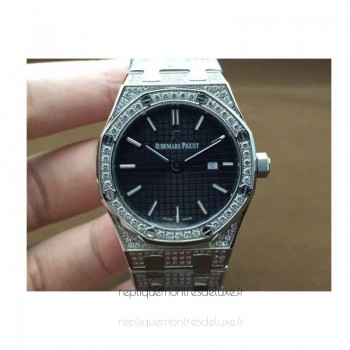 Réplica relogio Audemars Piguet Royal Oak 67651 Senhoras Aco Inoxidável Diamantes Marcador Preto