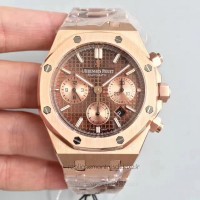 Réplica relogio Audemars Piguet Royal Oak Chronograph 26320 Ouro Rosa Chocolate Dial