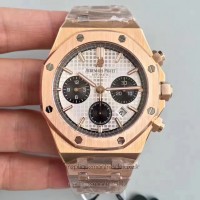 Réplica Audemars Piguet Royal Oak Chronograph 26320 Ouro Rosa Prata Dial