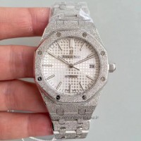 Réplica relogio Audemars Piguet Royal Oak Frosted Ouro 37MM 15454 Aco Inoxidável Prata Dial 