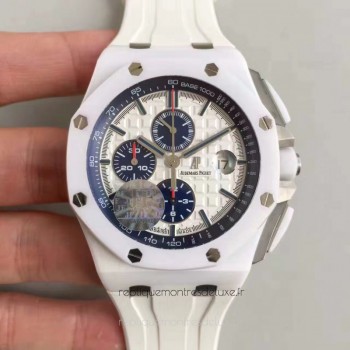 Réplica relogio Audemars Piguet Royal Oak Offshore 26402CB.OO.A010CA.01 Branco Ceramic Marcas Brancas 