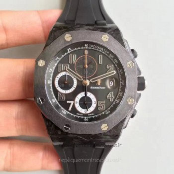 Réplica relogio Audemars Piguet Royal Oak Offshore Ginza 7 26205AU.OO.D002CR.01 Forged Carbon Marcador Preto 