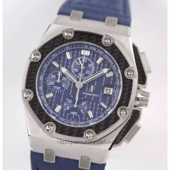 Réplica relogio Audemars Piguet Royal Oak Offshore Juan Pablo Montoya 26030PO.00.D021IN.01 Aco Inoxidável Marcador Azul