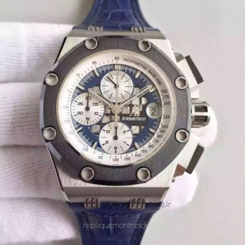 Réplica relogio Audemars Piguet Royal Oak Offshore Rubens Barrichello II 26078PO.OO.D018CR.01 Aco Inoxidável Marcador Azul 