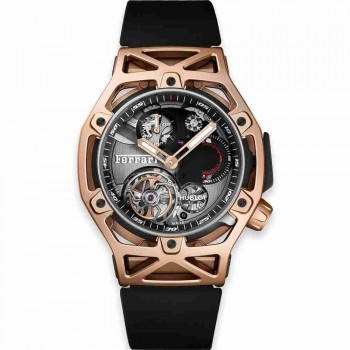 Réplica relogio Hublot Techframe Ferrari Tourbillon King Gold 45mm Cronógrafo