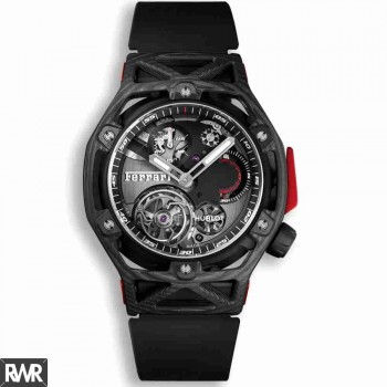 Réplica Hublot Techframe Ferrari Tourbillon Chronograph Carbono 45mm